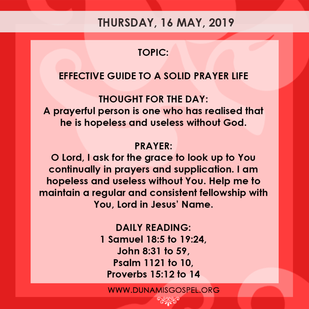 Seeds of Destiny 16 May 2019 - Effective Guide To A Solid Prayer Life